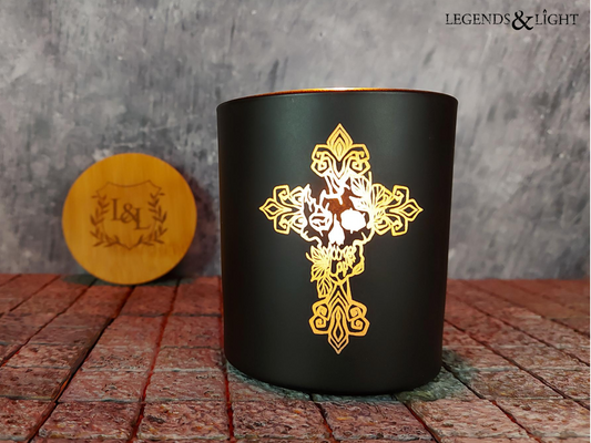 Celtic Skull Cross Engraved Tealight Holder