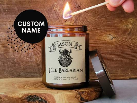 Custom Barbarian Character Candle