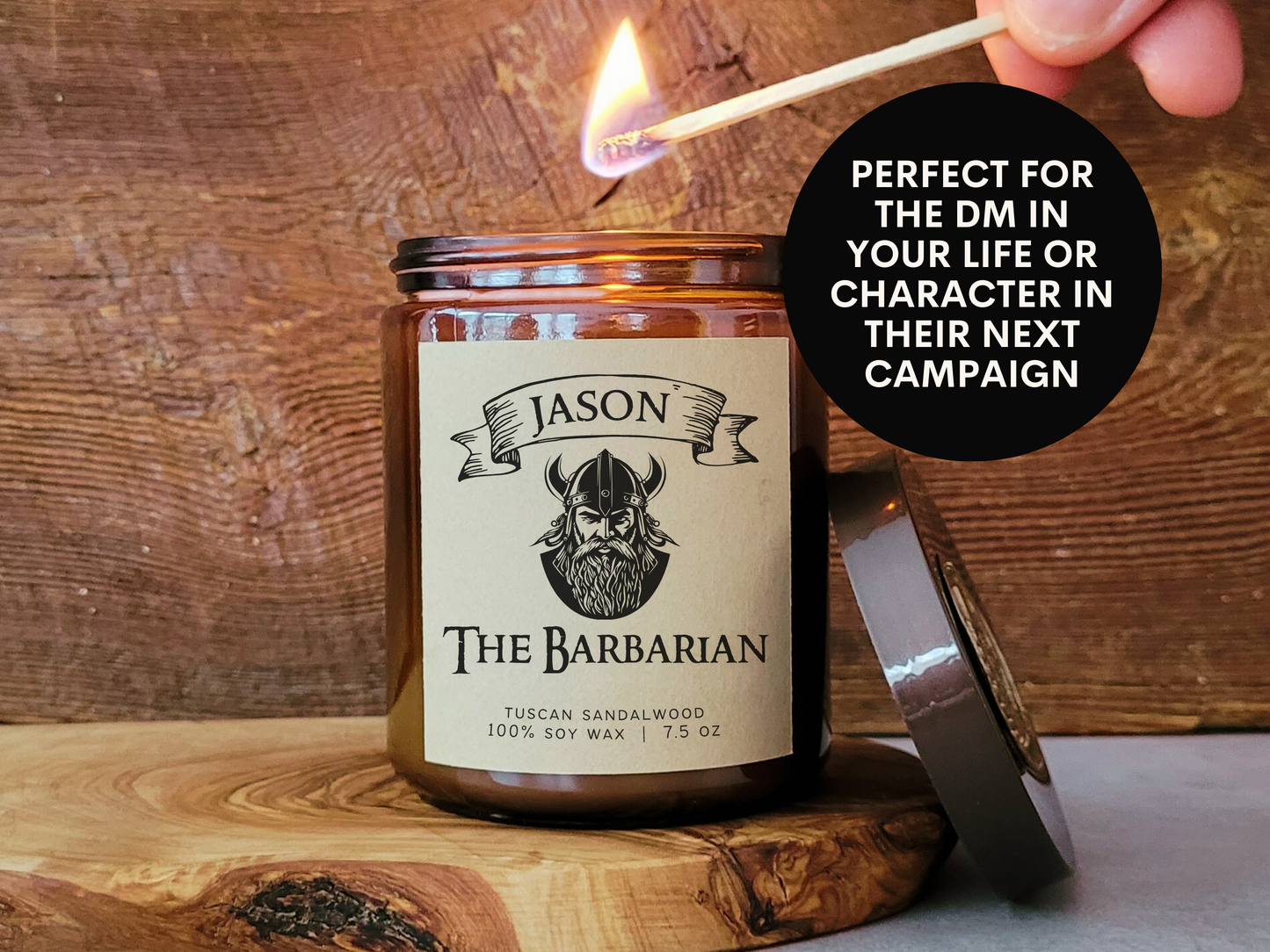 Custom Barbarian Character Candle