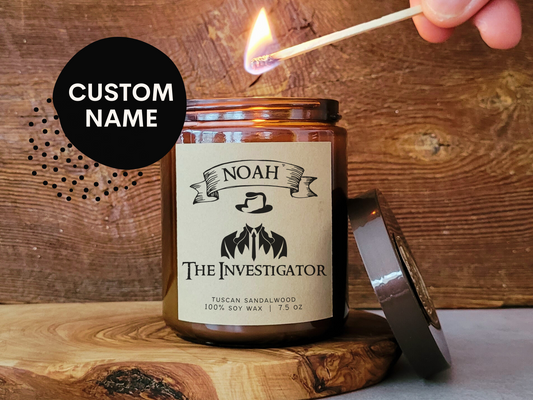 Custom Investigator Character Candle